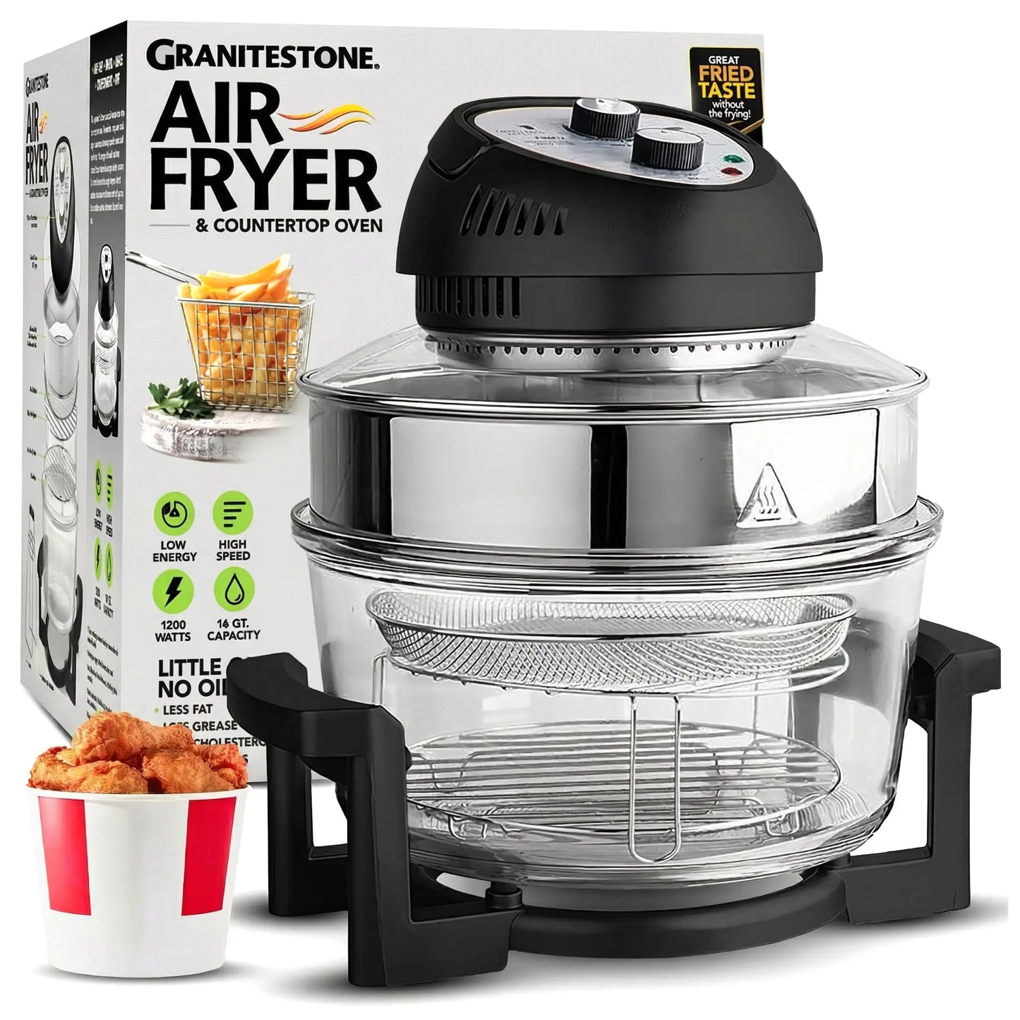 Granitestone 16 Quart Extra Large Air Fryer - Oil-Less Crispy Cooking for Healthier Meals