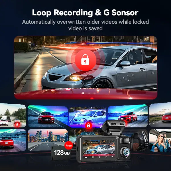 【Fathersdaygift】Redtiger F17 Elite 4K 3-Channel Dash Cam with STARVIS 2 IMX678 & IMX675, 128GB Card, Full Night Color, 4K+2.5K+1080P Front Rear Inside, Touch Screen, Voice Control, 5Ghz Wifi 6, GPS, HDR, 24 Hours Parking Mode, Car Rvibes, Car VLOG,