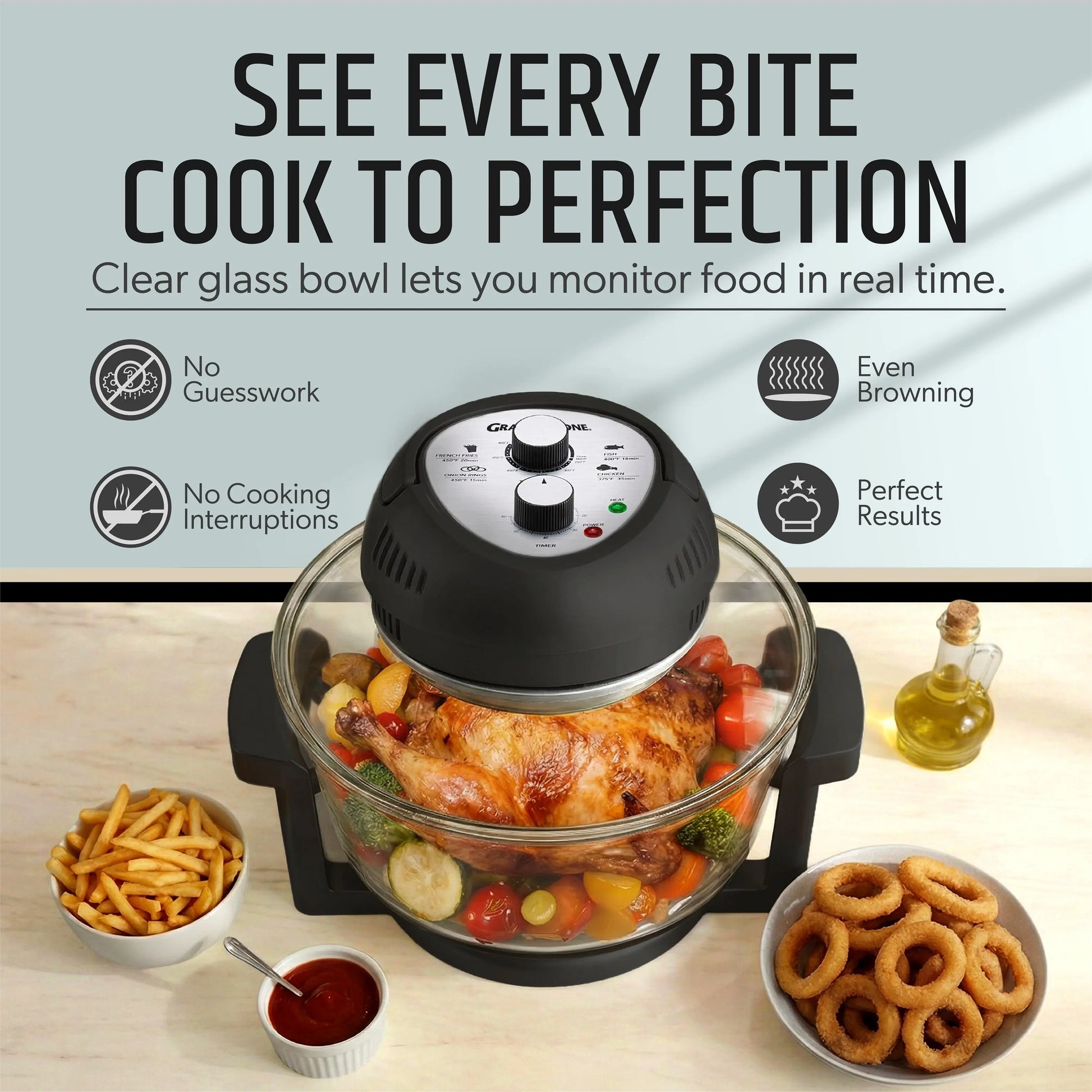 Granitestone 16 Quart Extra Large Air Fryer - Oil-Less Crispy Cooking for Healthier Meals