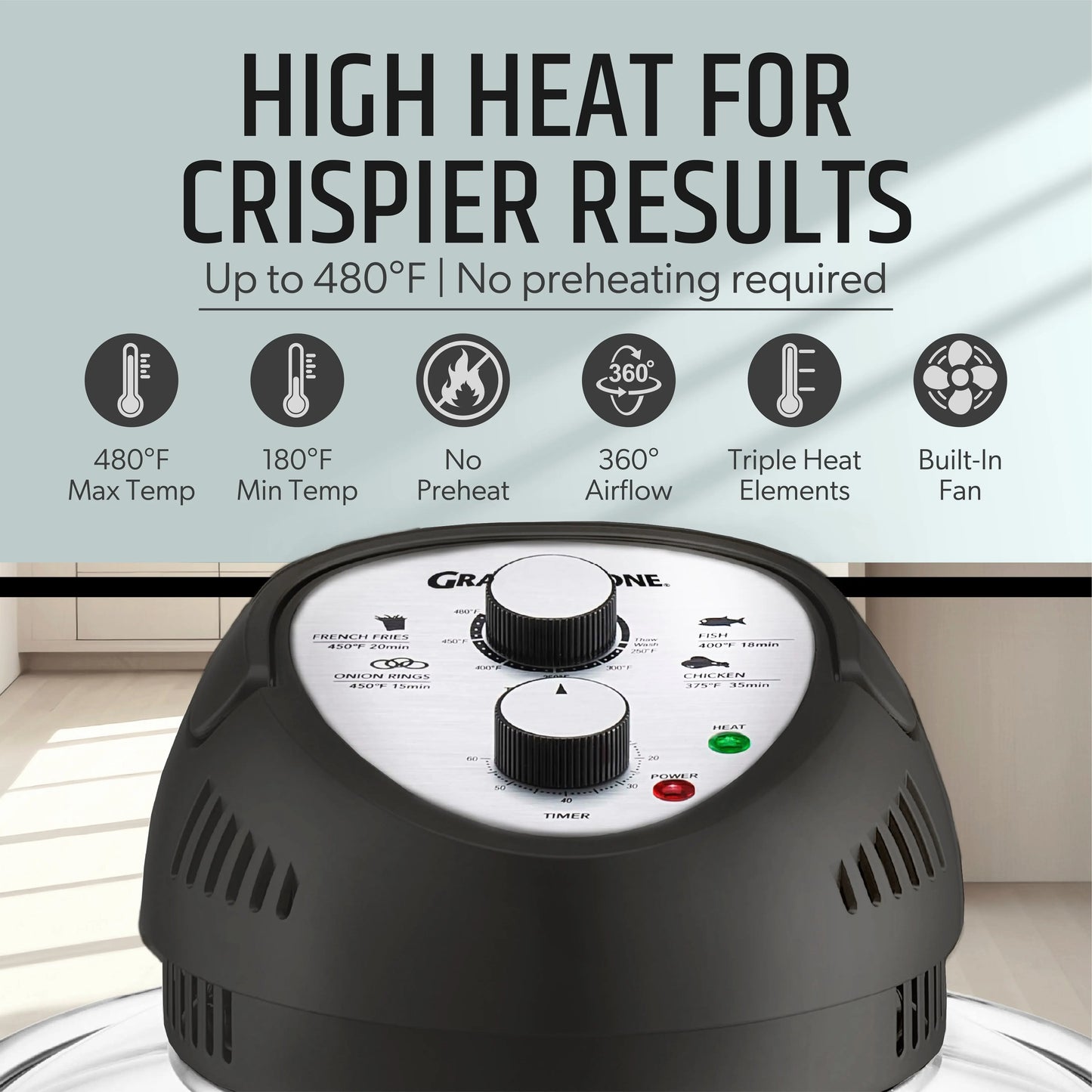 Granitestone 16 Quart Extra Large Air Fryer - Oil-Less Crispy Cooking for Healthier Meals